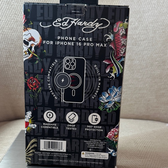Ed Hardy Skull and Floral iPhone 16 Pro Max Case - Red and Blue - Picture 7 of 7